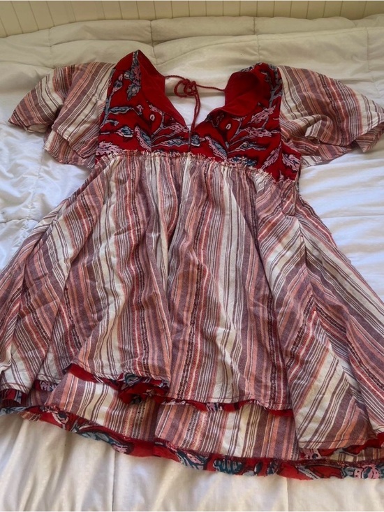 Free People Dresses & Skirts - Free People Red and Cream Striped Mini Dress